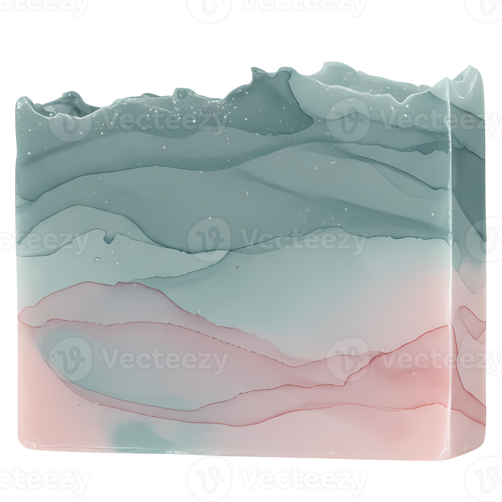 A rectangular block with layered pastel colors resembling waves and a textured top edge is visible on transparent background png