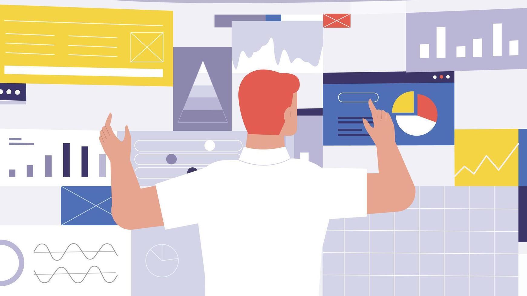 Professional Analyzing Data on Interactive Dashboard vector