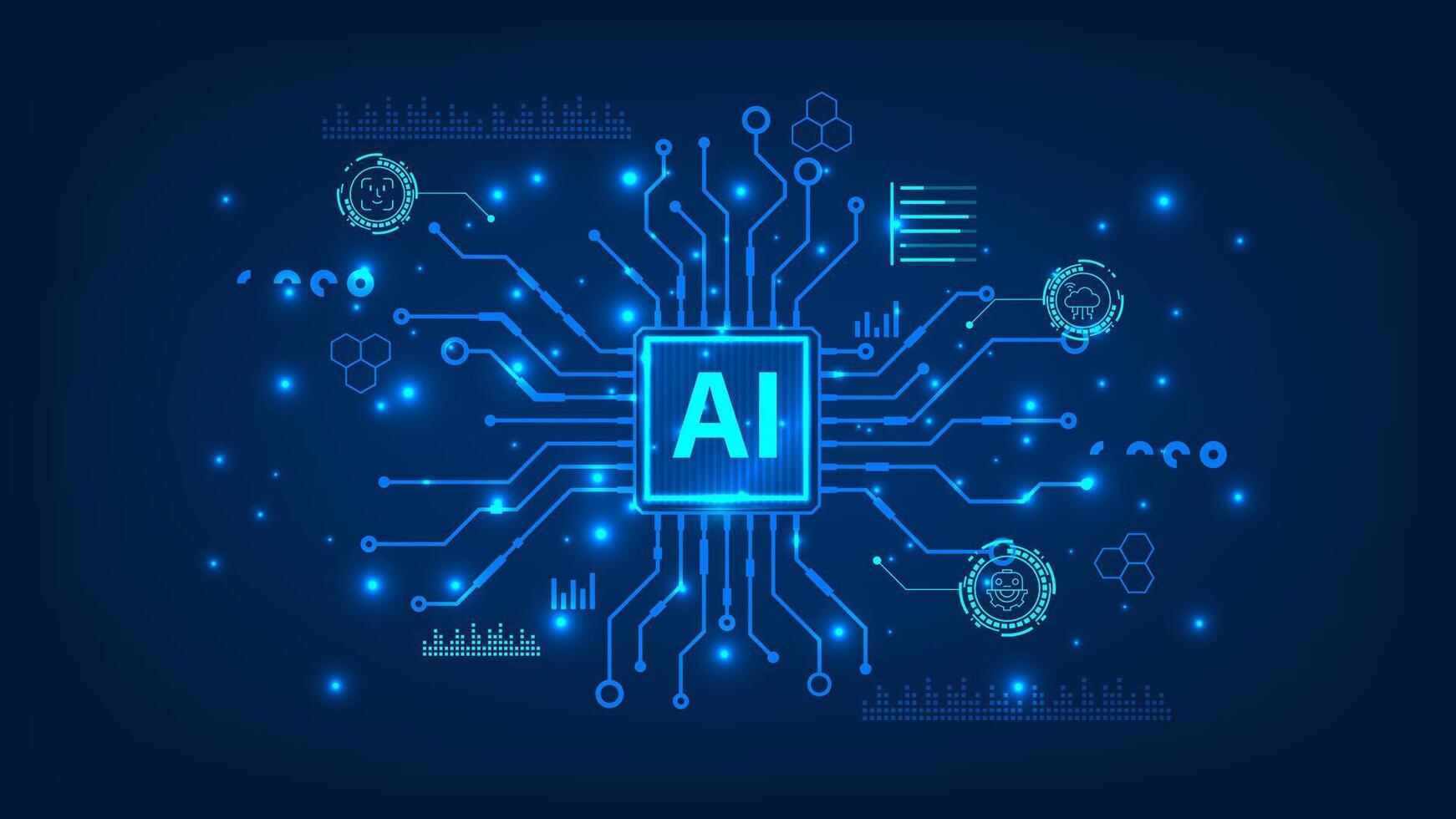 Futuristic microchip CPU circuit board technology abstract background vector