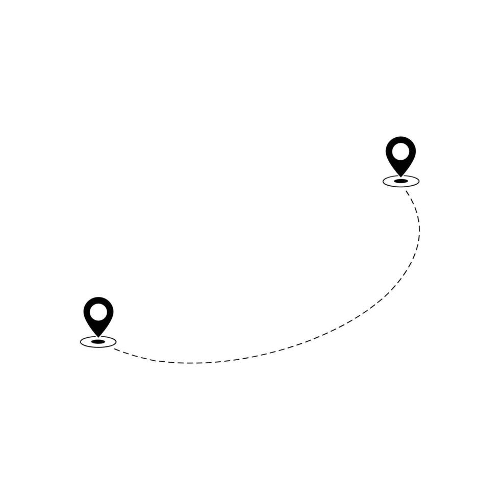 Location Pin with Dotted Path Icon Representing Travel Route, Navigation Journey, Destination Direction, Route Planning, GPS Navigation, and Location Tracking Concept Design vector
