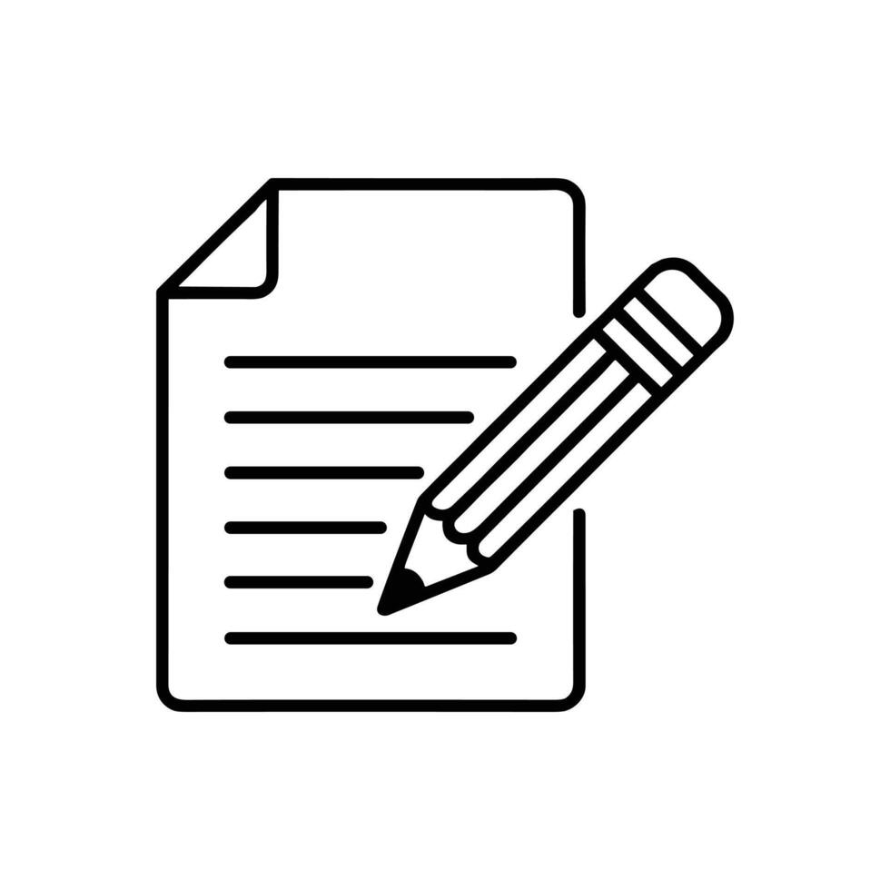 Document with Pencil Icon Representing Writing, Editing, Content Creation, Note-Taking, Contract Signing, Office Work, Education Material, and Business Documentation Concept vector