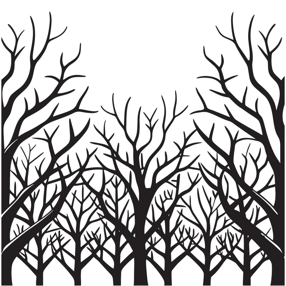 Intricate Bare Tree Branch Patterns Forming Abstract Winter Landscape vector