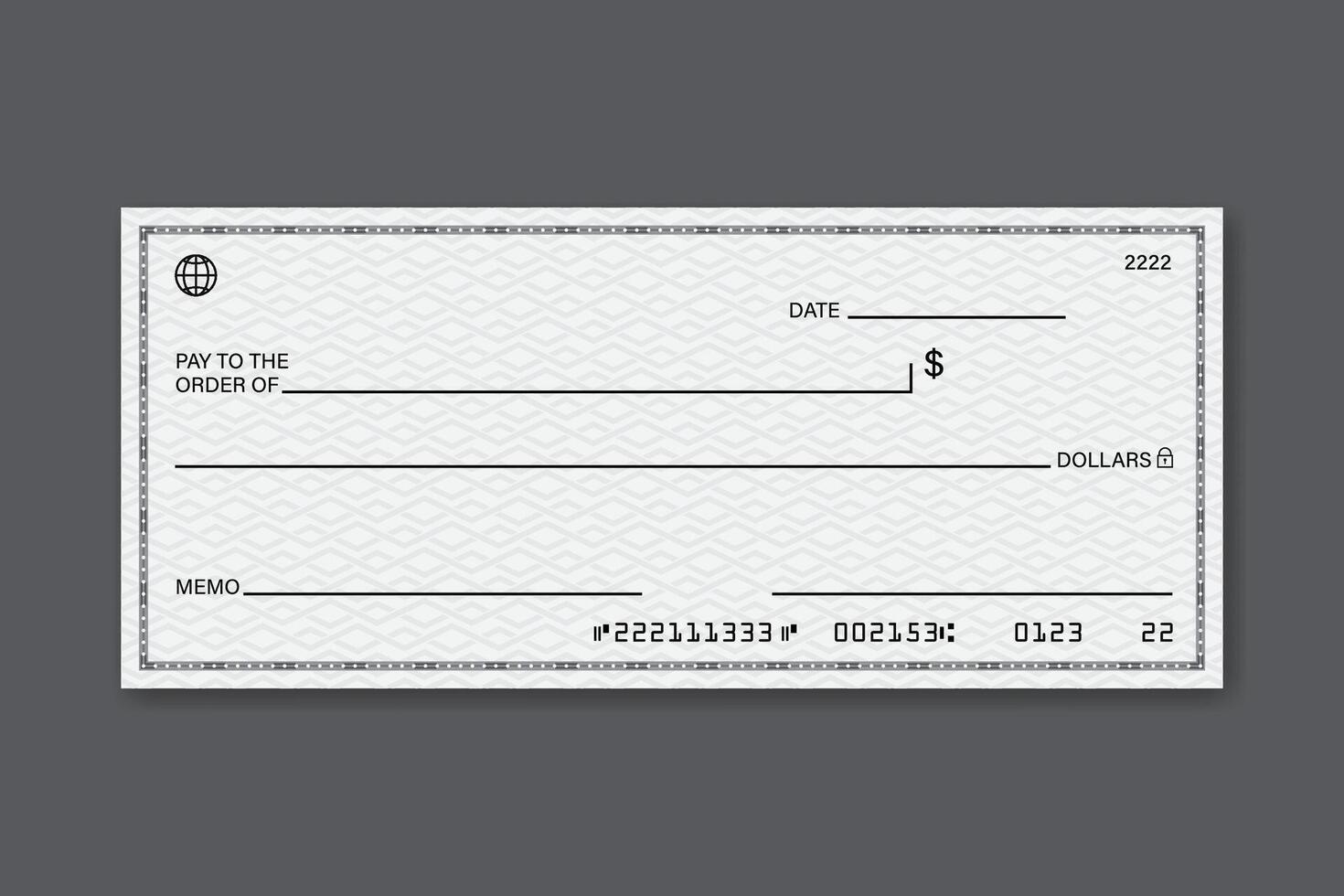 Blank check template for payments vector