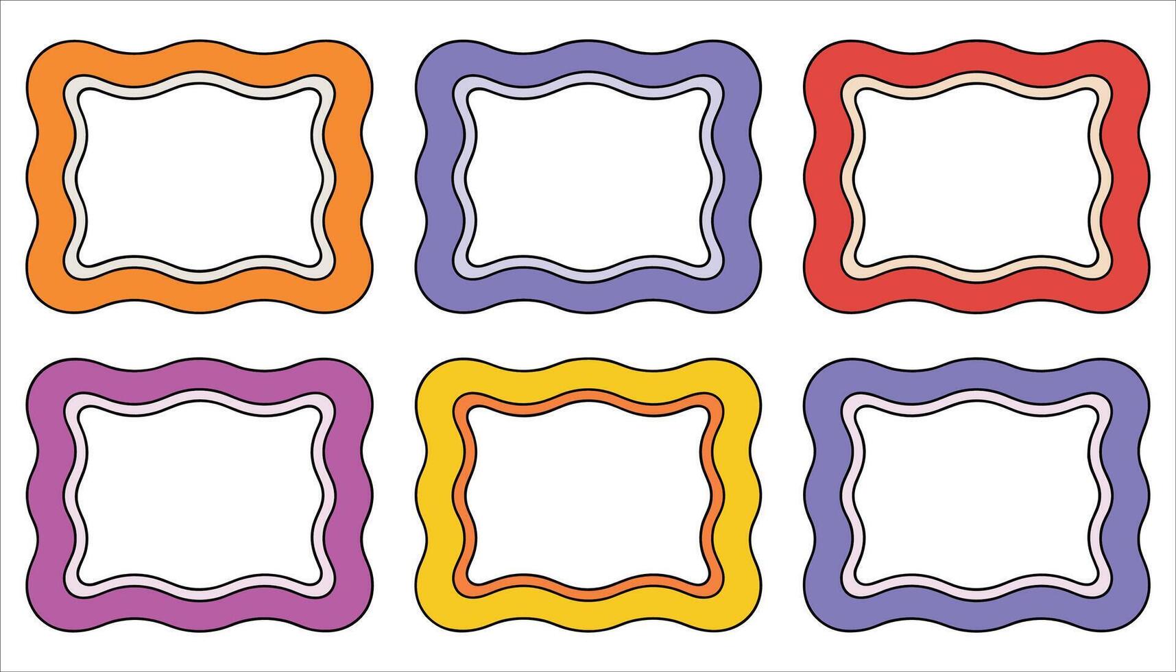 Abstract Wavy Edge Frame Collection for Scrapbook and Invitations vector