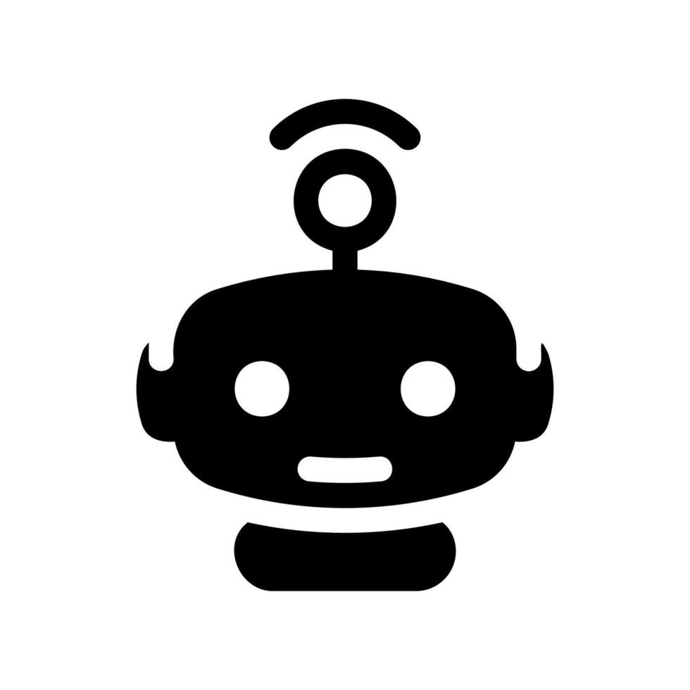 Simple black icon with a theme a bot with a connection to the network vector