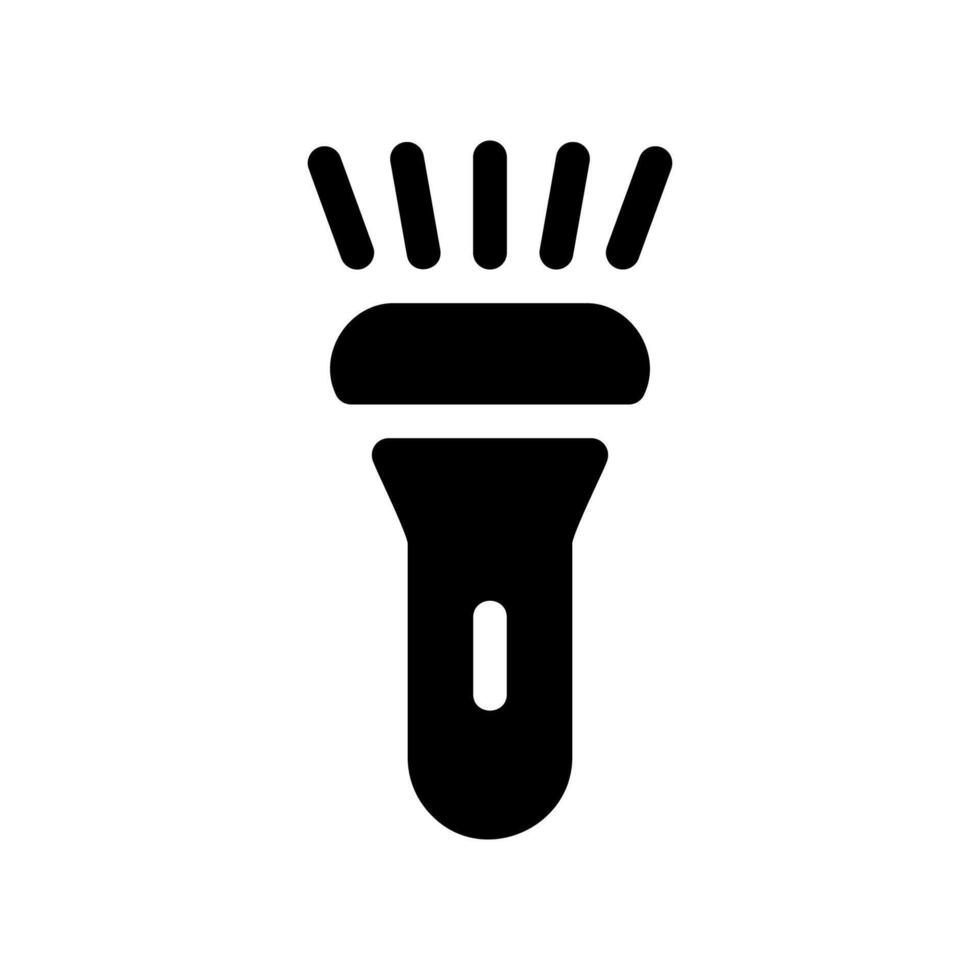 Simple black icon with a theme the bright light of a hand-held flashlight with a brightness adjustment button vector