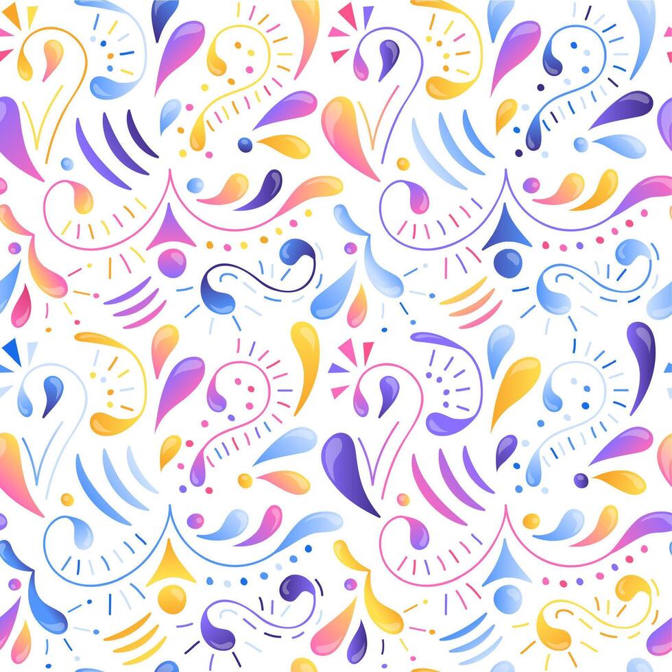 Seamless gradient pattern. Hand drawn elements. Abstract ornate seamless background. Rainbow ornament vector