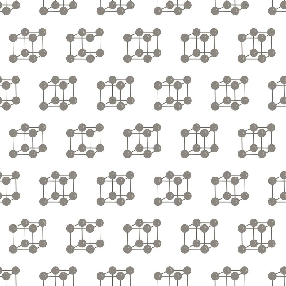 Crystal lattice hand drawn flat style seamless pattern. Back to school theme. Physics science vector