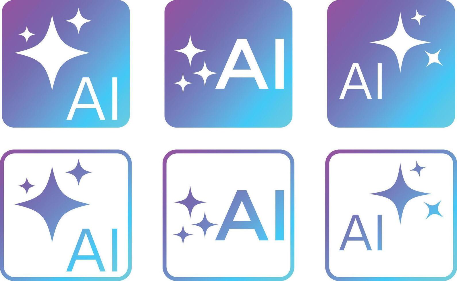 Ai symbol. stars sparkle and square. command prompt to generate ideas. Computer help assistant sign vector