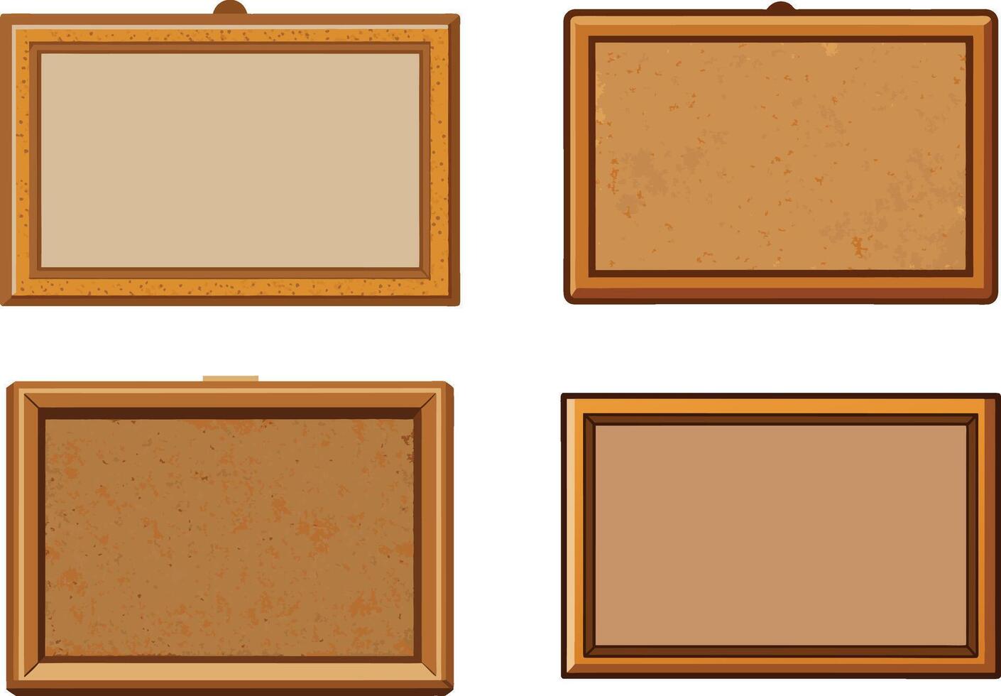 Four empty wooden frames on a white background vector
