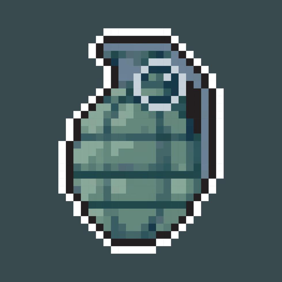 grenade in pixel art style with outline and isolated background vector