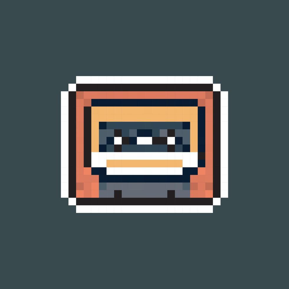 cassette tool in pixel art style with outline and isolated background vector