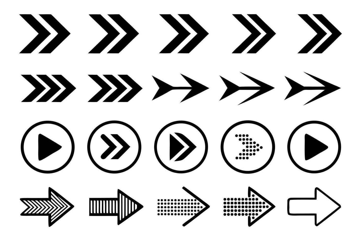 diverso flecha colección señalando Derecha para ui diseño y web desarrollo con gráficos conjunto vector