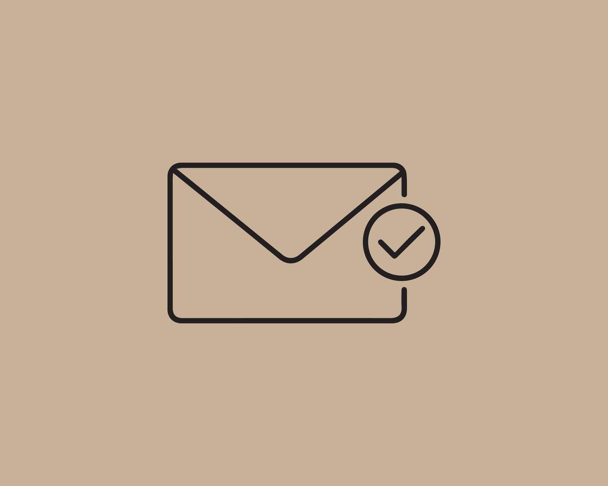 Email confirmation icon with a checkmark on a neutral background vector