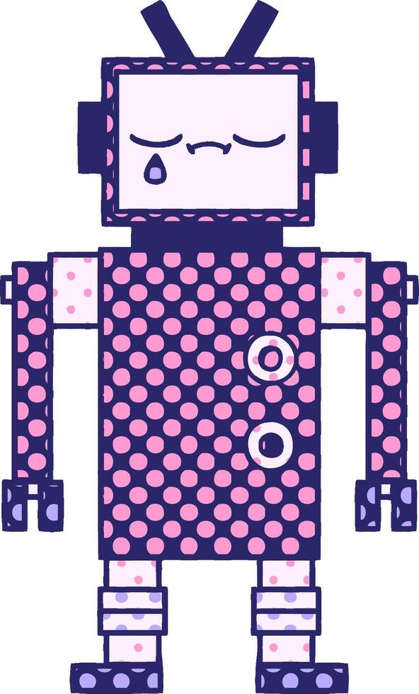 A pixel robot with polka dots on it vector