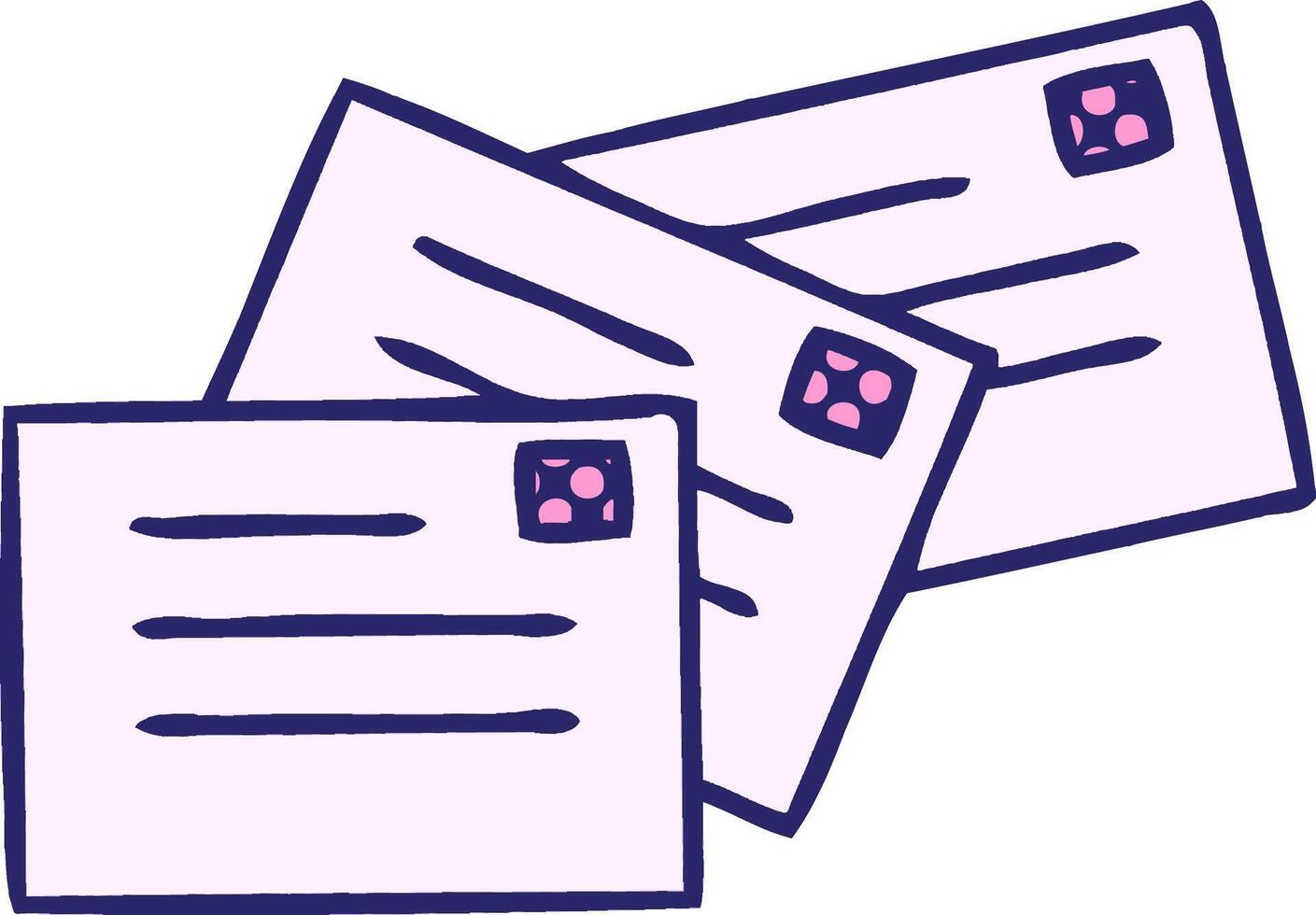A stack of mail envelopes with a pink dot on each vector