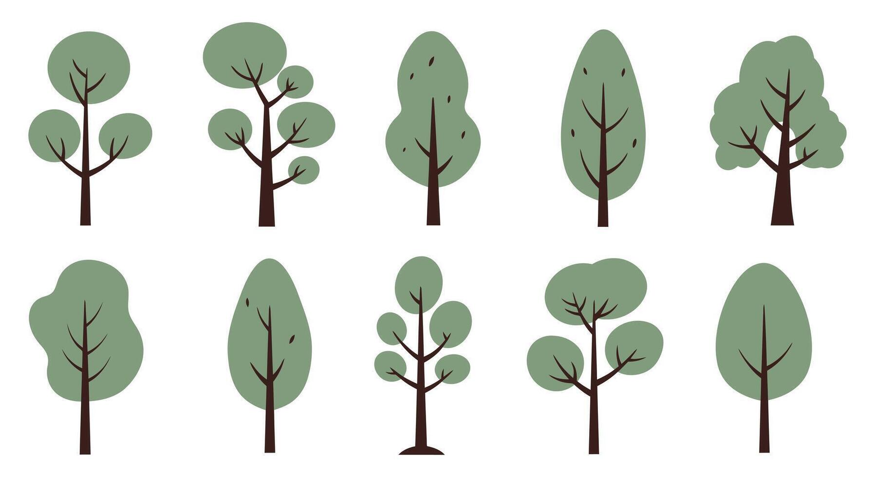 A set of different trees with different shapes vector