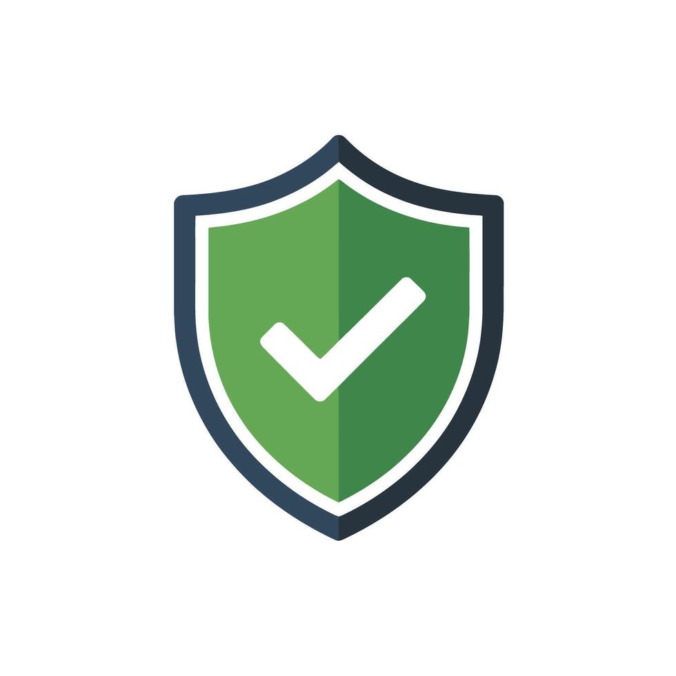 Security Shield with Check Mark Symbolizing Protection and Safety Assurance Visual Icon vector