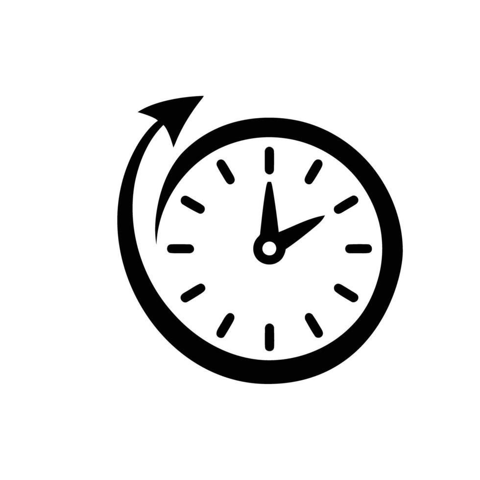 Clock with Circular Arrow Represents Restart, Time Management, and Deadline Concepts vector