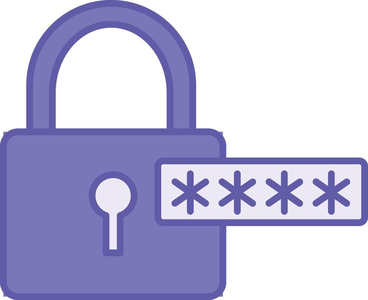 Colored Password Icon. Illustration. Padlock and Hidden Code. Secret Combination of Letters and Symbols to Access Data or a Computer Program. Data Security and Protection Concept vector