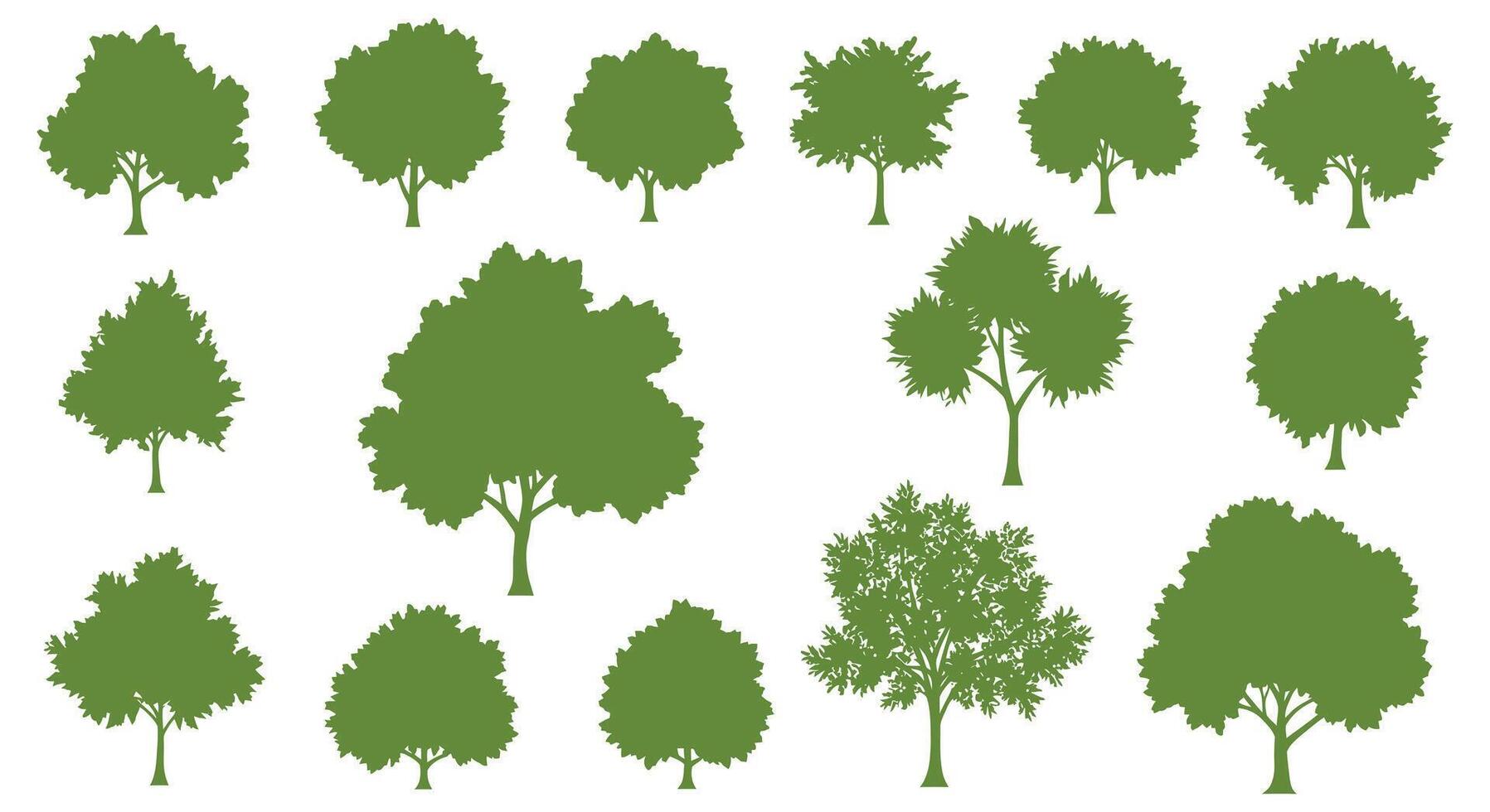 A set of trees in various shapes and sizes vector