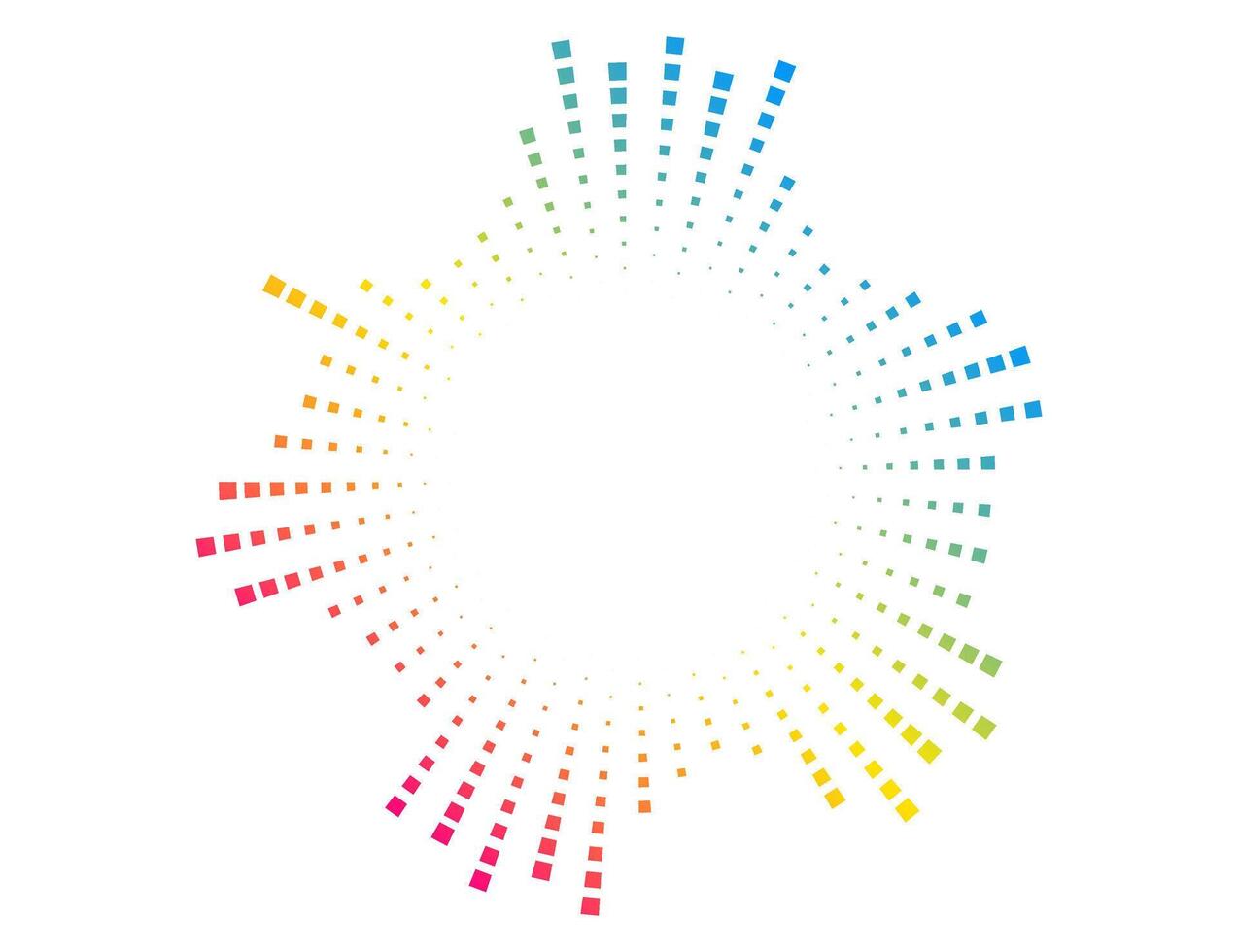 Circular sound wave with dotted equalizer bars. Neon audio spectrum for music visualization, radar signal, or voice recognition. vector
