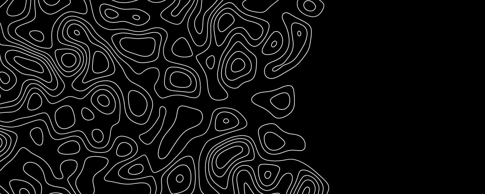 Contour lines create abstract design on black background showcasing artistic patterns and textures in digital art vector