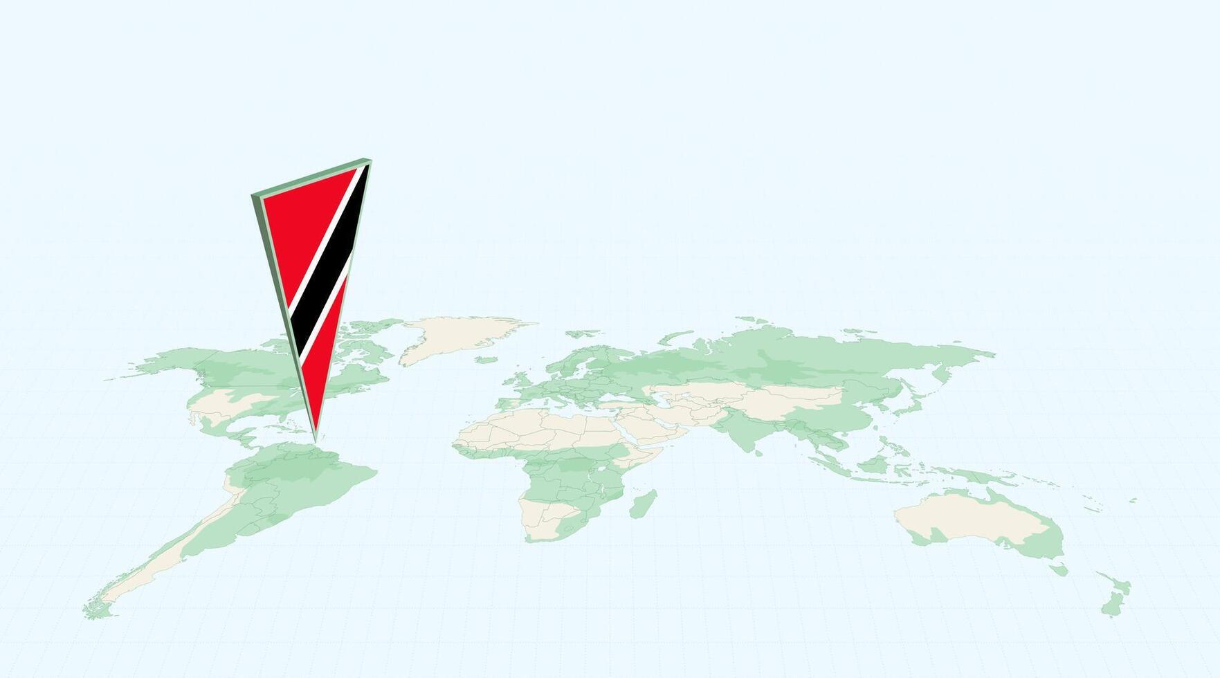 Highlighted Trinidad and Tobago on Global Map with 3D Flag Location Pin of Trinidad and Tobago. vector