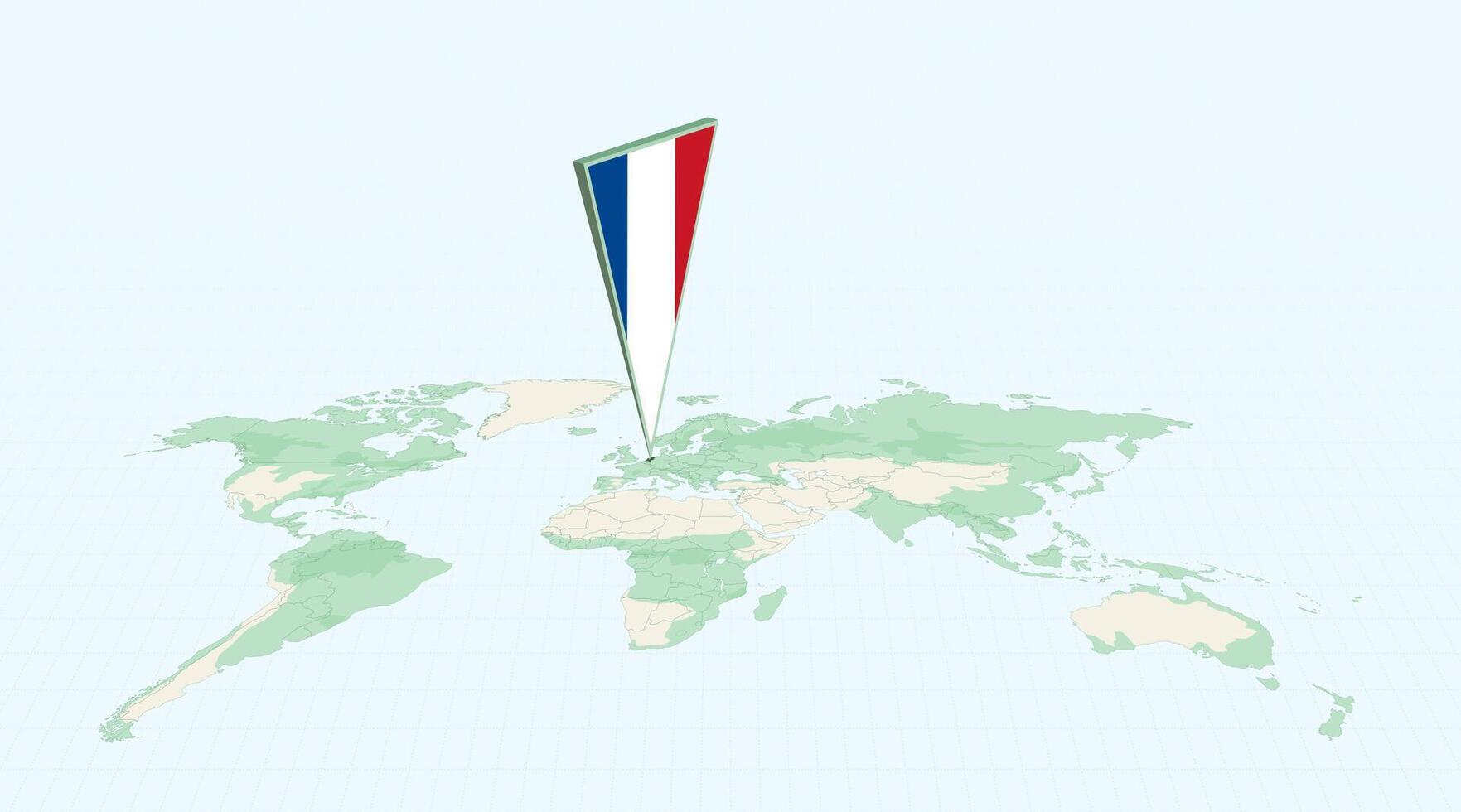 Highlighted Netherlands on Global Map with 3D Flag Location Pin of Netherlands. vector