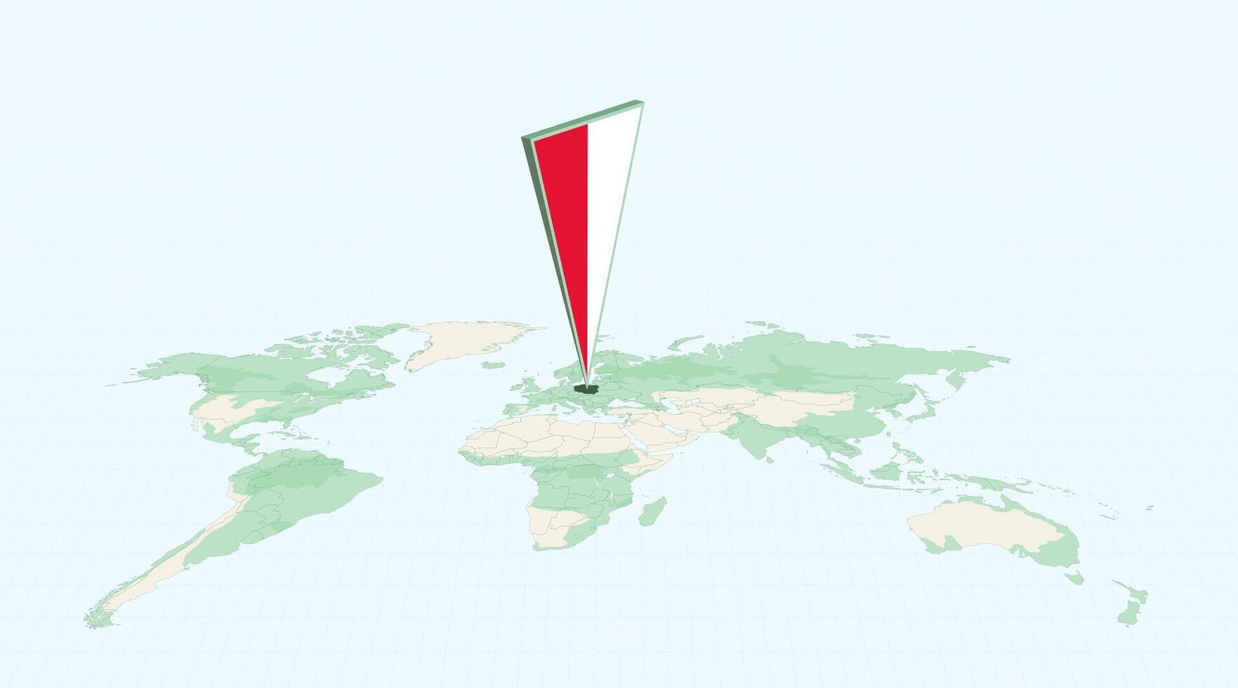 Highlighted Poland on Global Map with 3D Flag Location Pin of Poland. vector