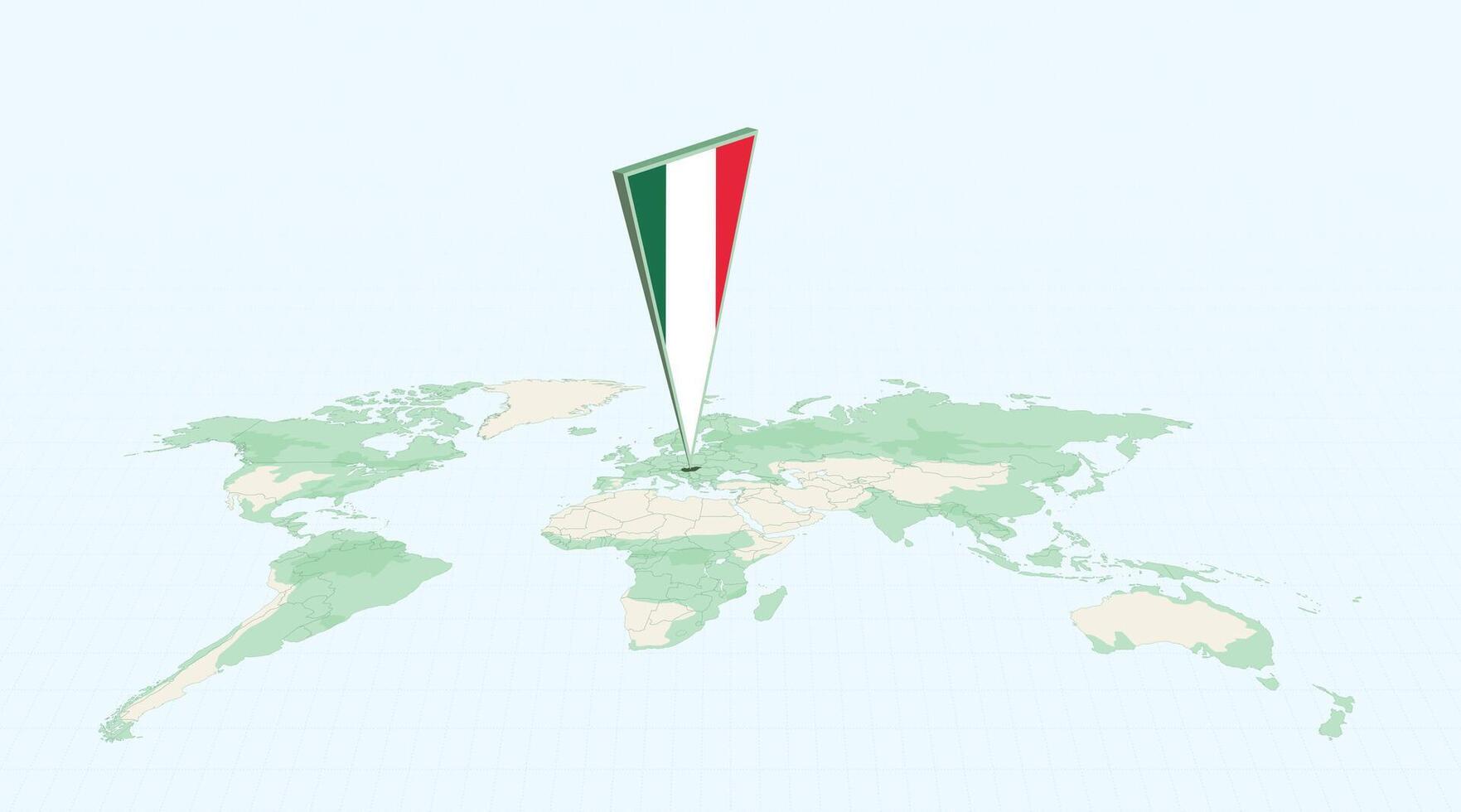 Highlighted Hungary on Global Map with 3D Flag Location Pin of Hungary. vector