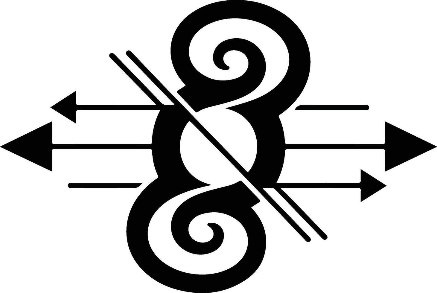 Abstract Swirl Design with Arrows Interconnectedness Symbol. vector