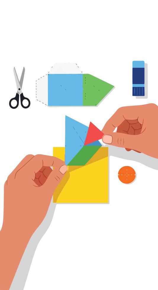 Hands cutting out paper airplanes with scissors vector