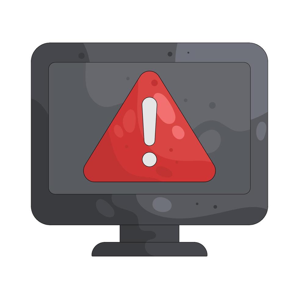 Computer Monitor with Warning Symbol Illustration vector