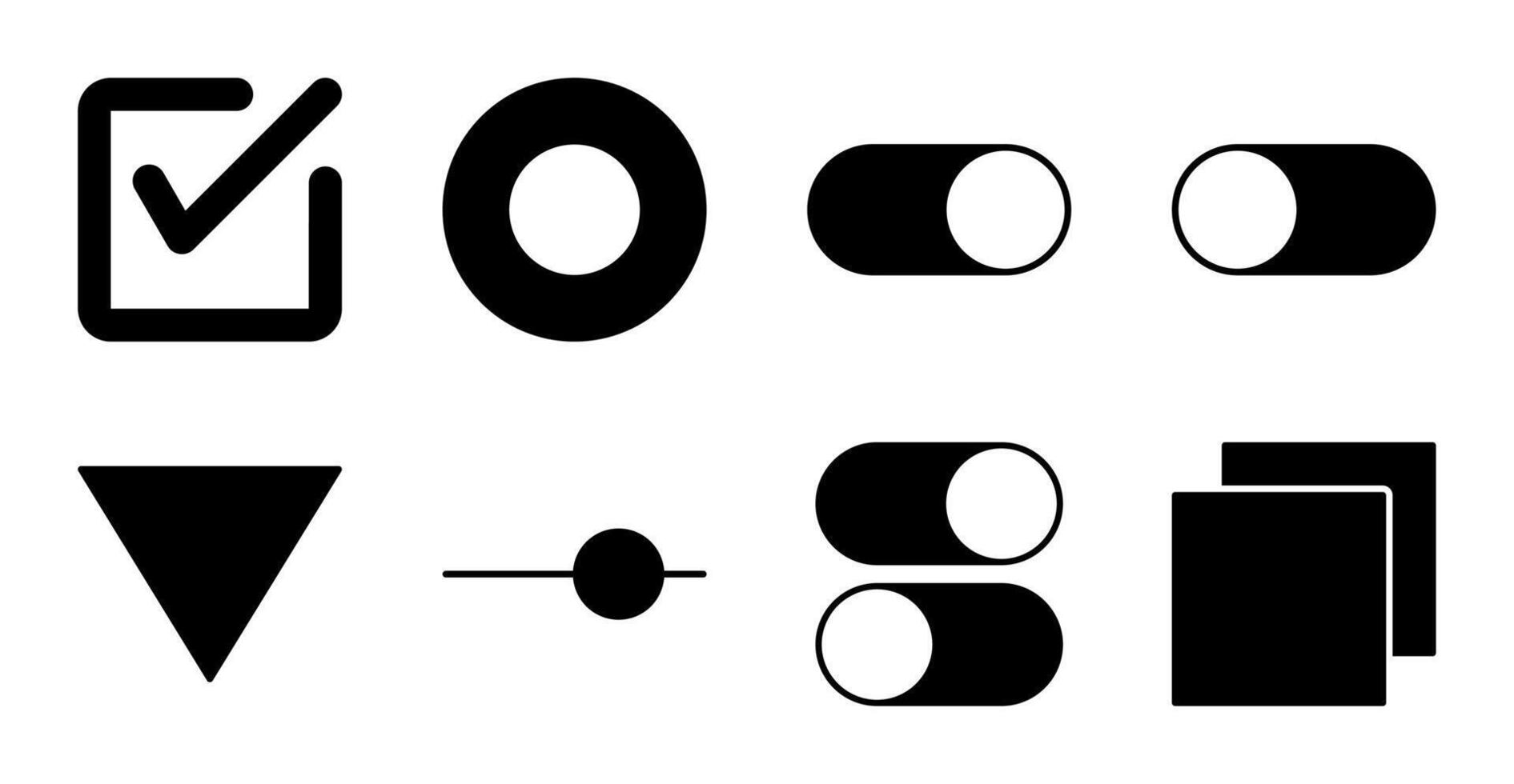 Switch and Tab Solid Controls Icon Collection vector