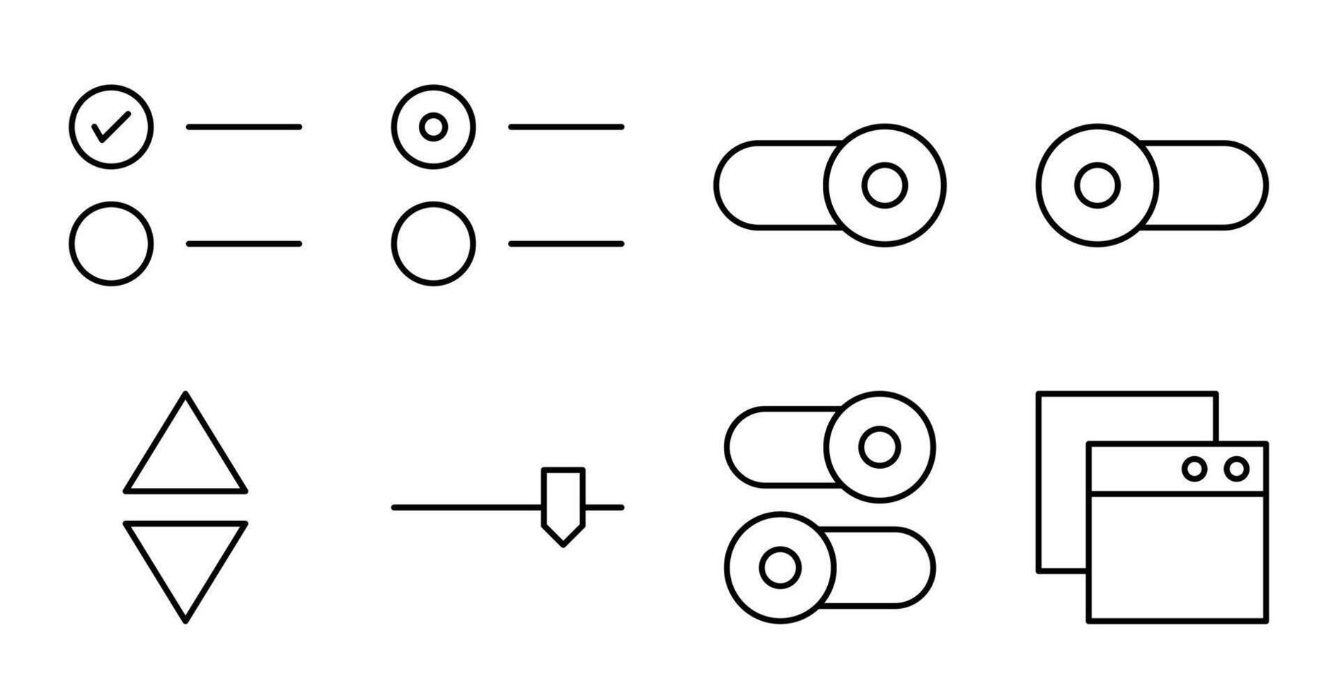 Switch and Tab Line Controls Icon Collection vector