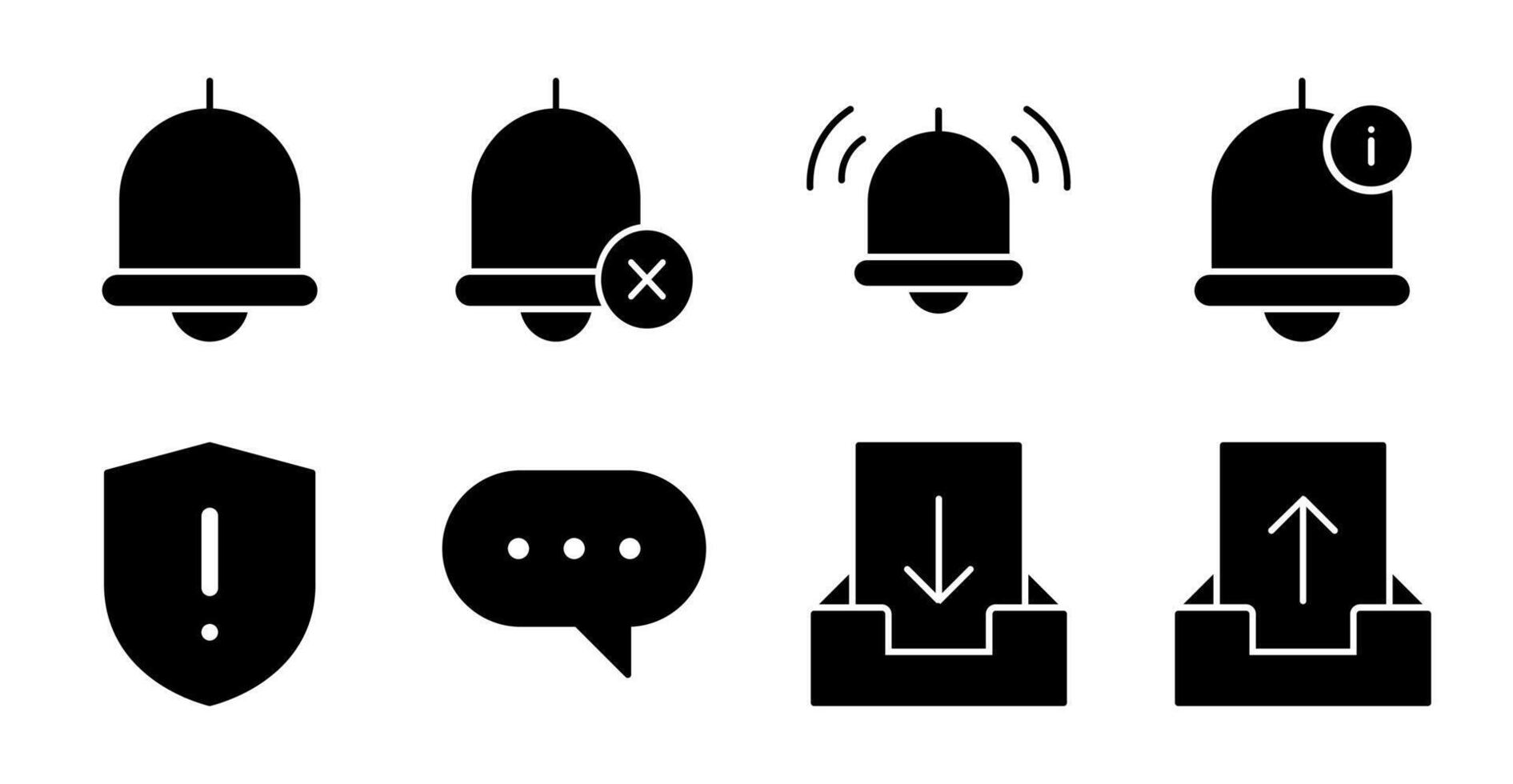 Notifications Solid Icon Set for UI vector