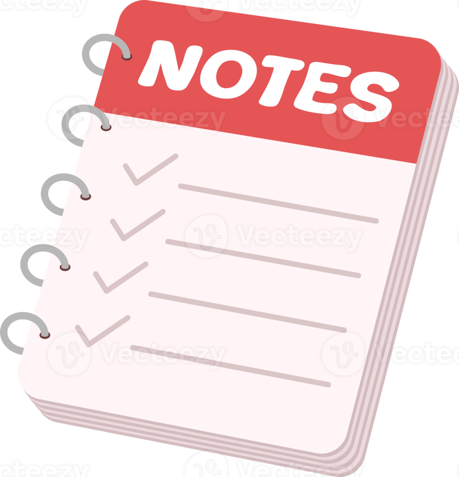 A notepad is ready to capture ideas, with lines and checkmarks for organization and task management. png