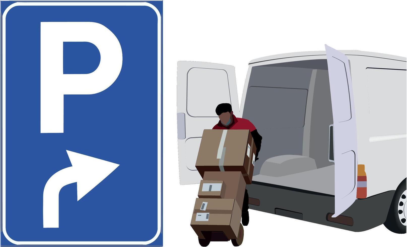 Free parking sign for loading and unloading vector