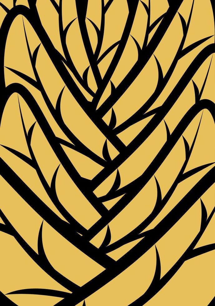 Abstract seamless pattern featuring bold black lines intertwined on a warm yellow background, creating an organic, branch like texture. modern design evokes a natural, woven, or art deco aesthetic vector