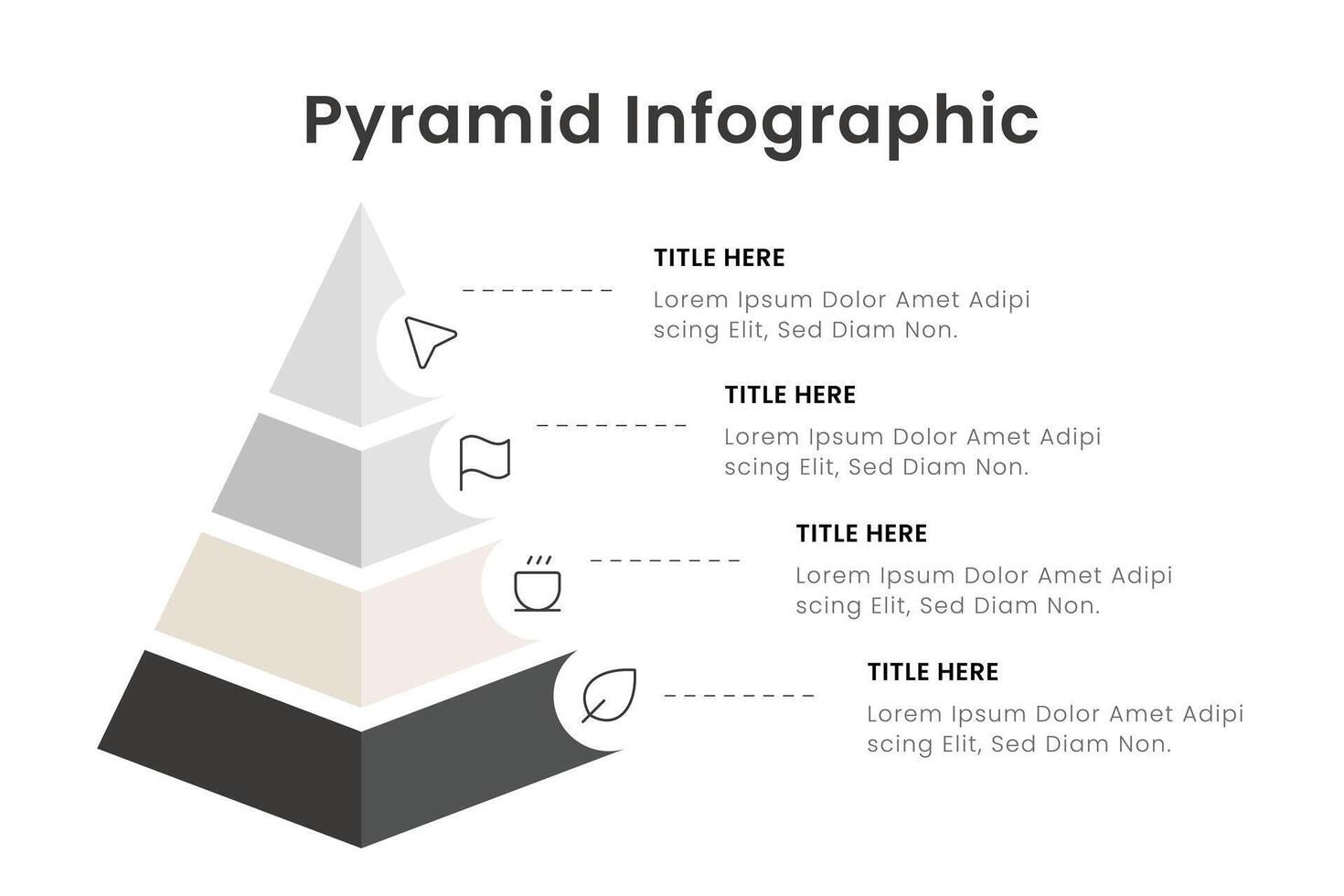 Pyramid infographic design element template layout for presentation banner report vector