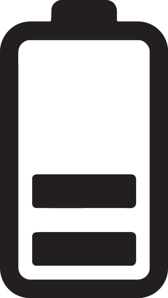 Simple Black and White Battery Icon Showing Medium Charge Level on White Background A Clean, Minimalist Design vector