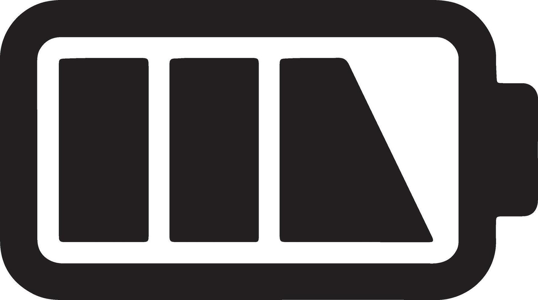 Low Battery Icon Three-Quarter Full Charge, Minimalist Black and White Design, Digital Power Indicator, Symbolic Representation of Depleting Energy, Simple Graphic, Digital Device Status Display vector