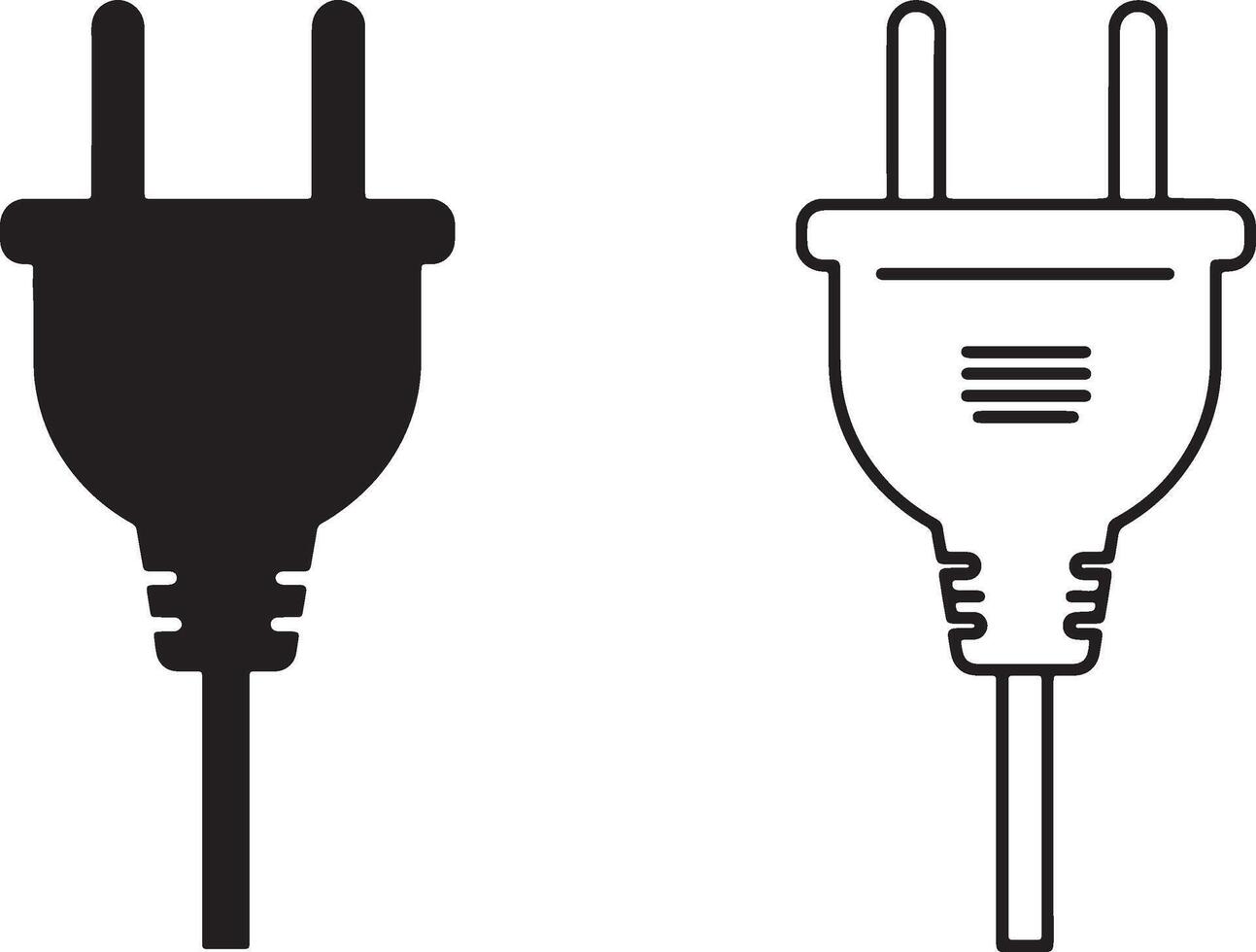 Simple Electrical Plug Icons Two Styles of Power Cord Plug Illustrations for Websites and Designs, Minimalist and Clean vector