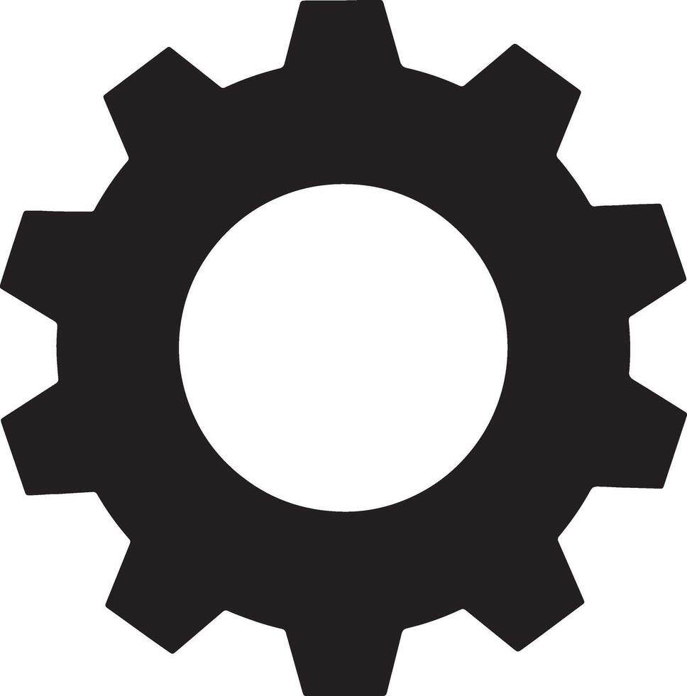 Simple Black Cogwheel Gear Icon A Minimalist Machine Part Symbol for Industrial Design, Engineering, and Technology Projects vector