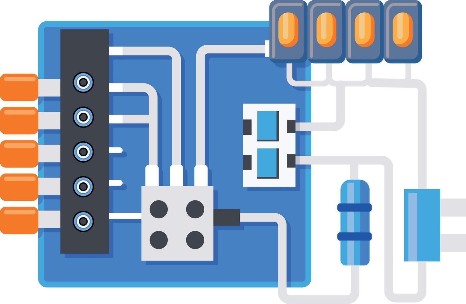 A flat style icon showing circuit board vector