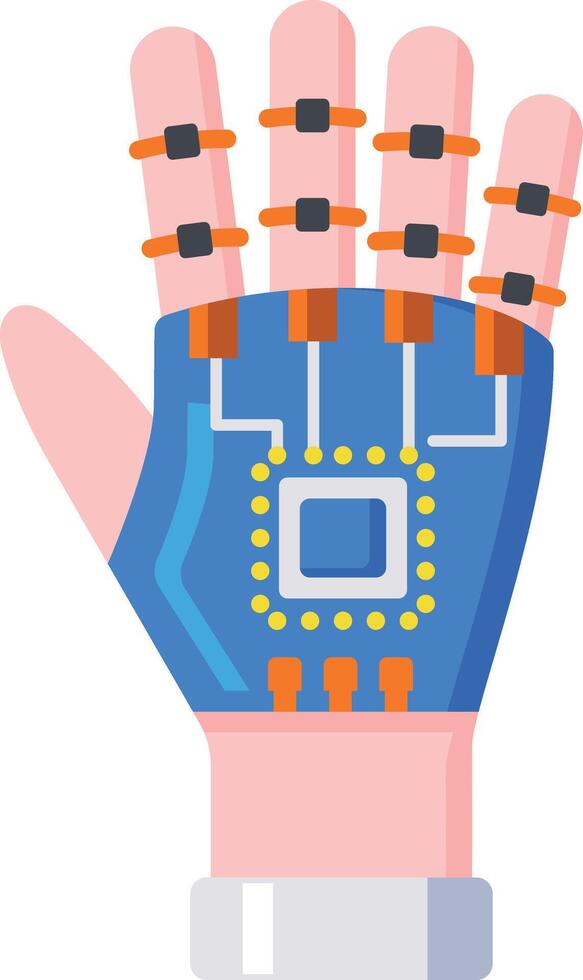 A flat style icon showing sensor glove vector