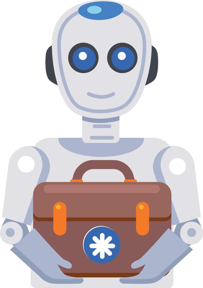 A flat style icon representing robot assistant vector