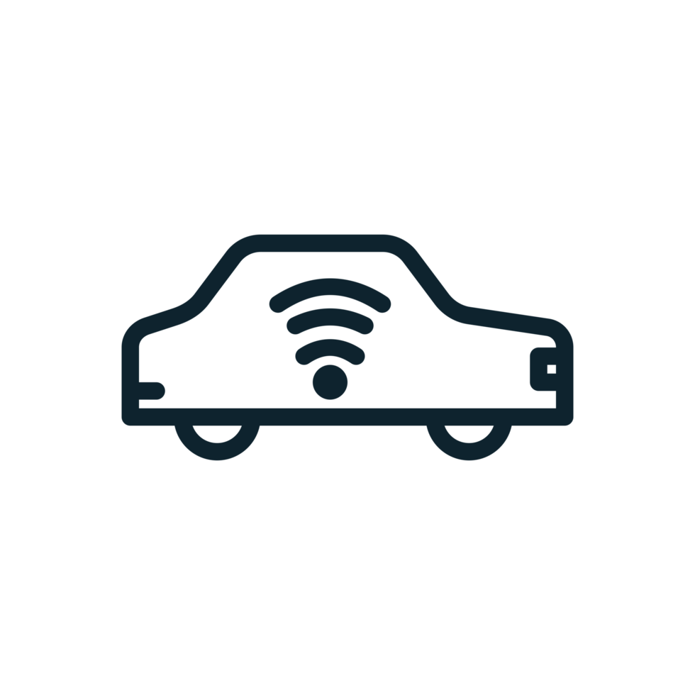Connected Car Icon in line style. Perfect for apps, websites, UI UX, presentations, or infographics. Editable illustration file with clean design and modern design. Transparent Background. png