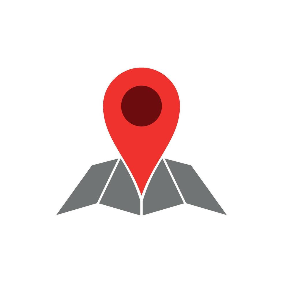 grey Map red Point Location, Pin Locator Icon Template vector